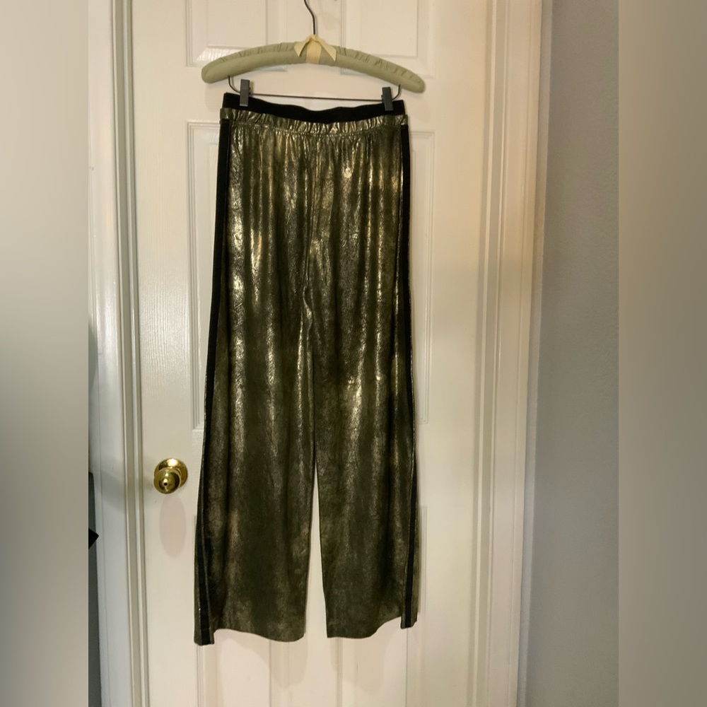 Free People Gold Metallic VEGAN SUEDE Pants Size XSmall